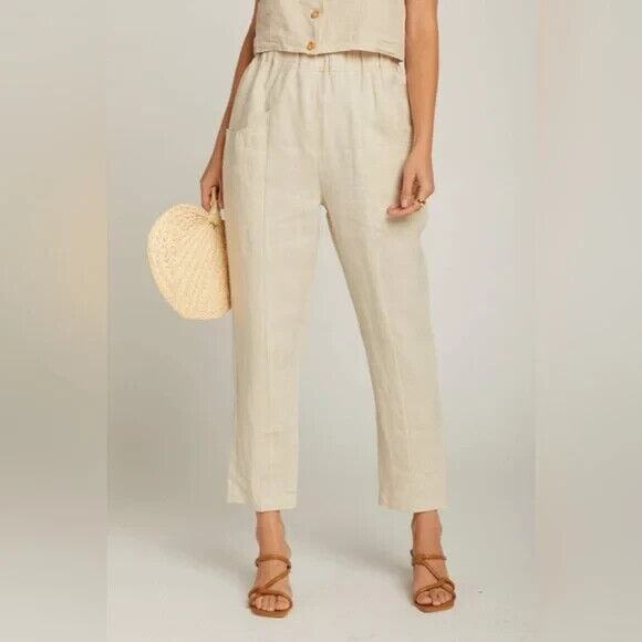 MATE the Label Pants - Mate The Label 100%‎ Linen Willow Pants Relaxed Fit Wide Leg Beige S NEW